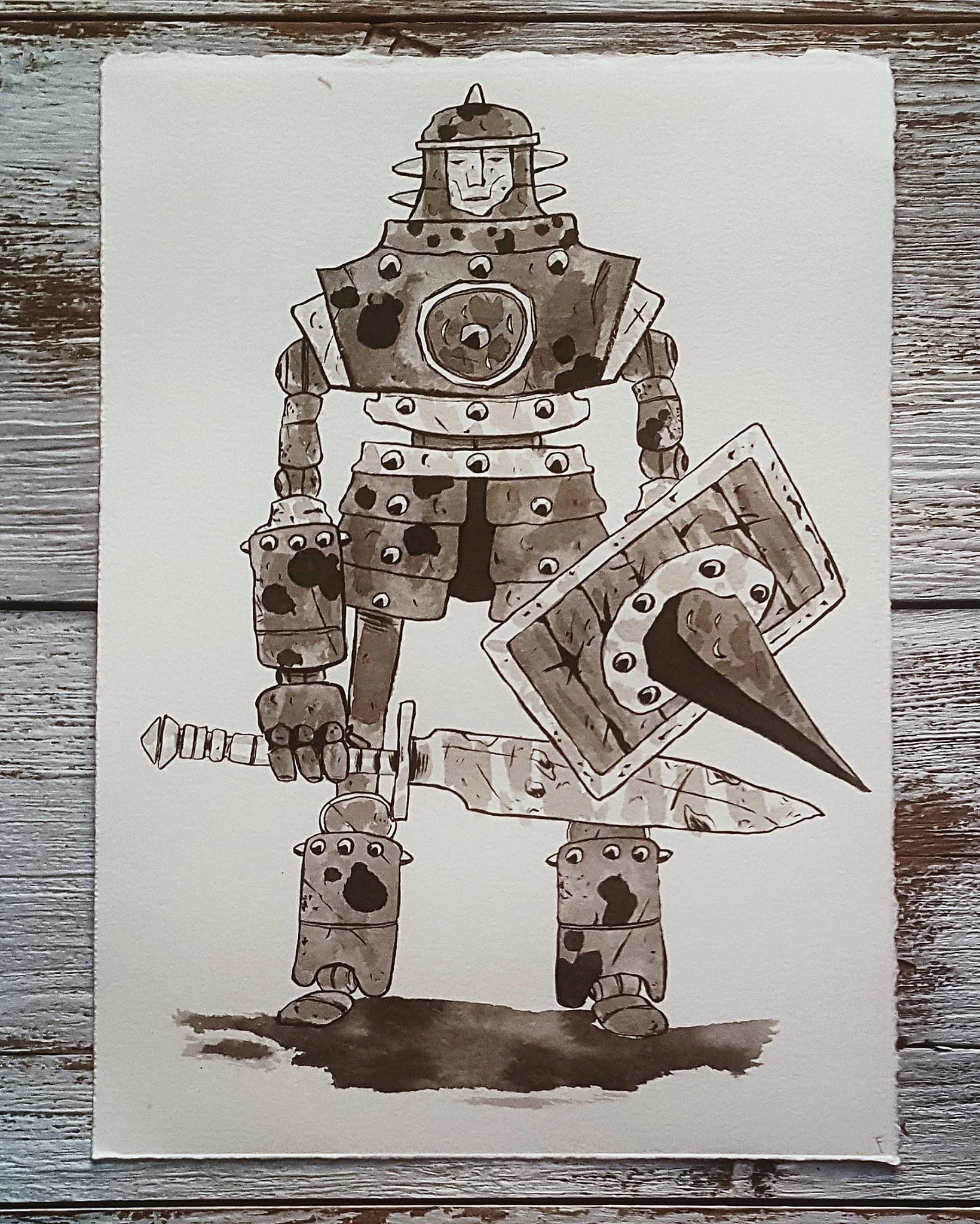A Knight a Day No. 26, Machine Sentry - These mechanical guards are the last vestige of a lost kingdom of talented smiths. They roam the area where it used to stand, ready to defend the long gone city.
