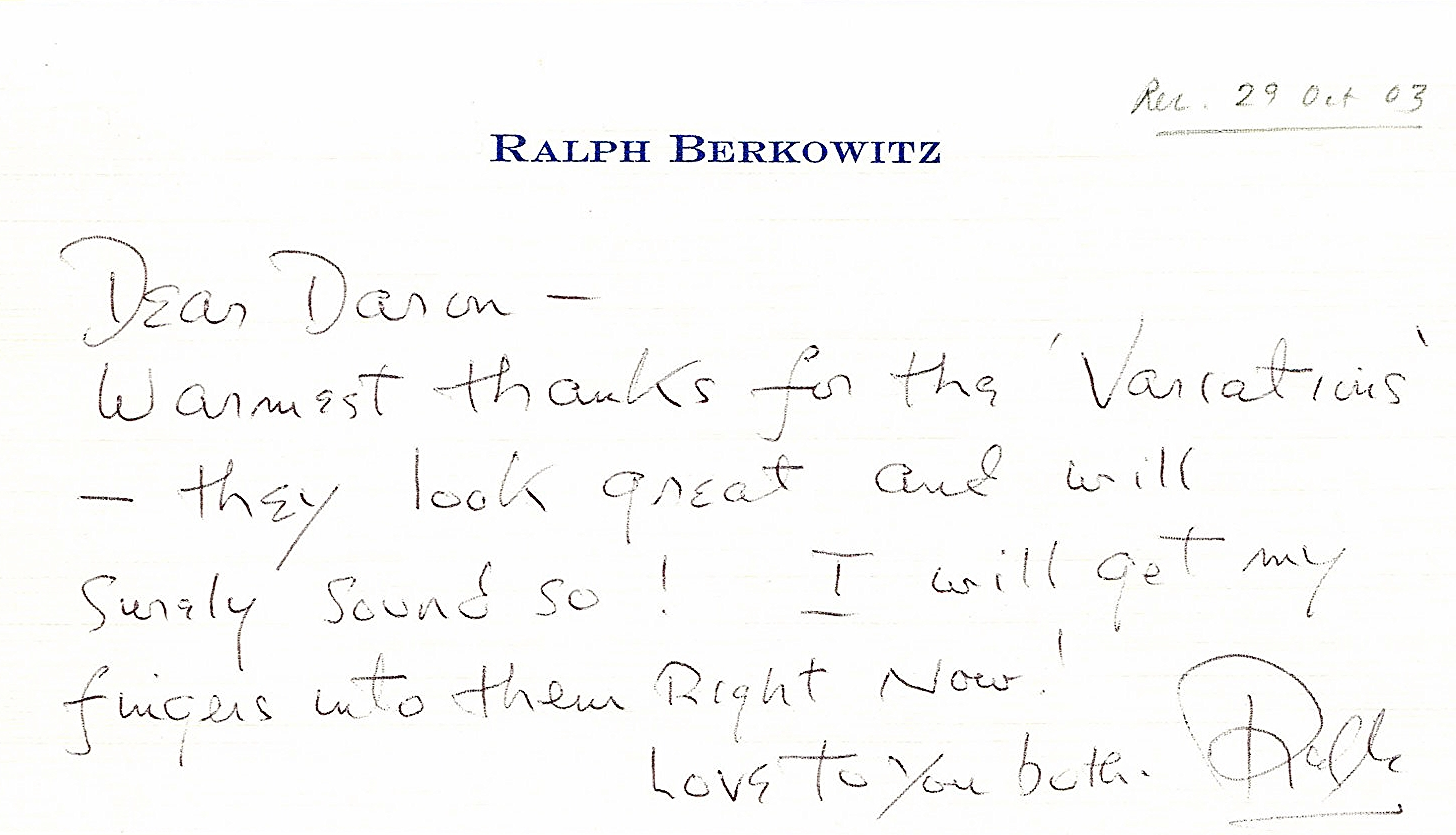 Ralph thanks Daron for sending a published copy of the first Carl Fischer edition.