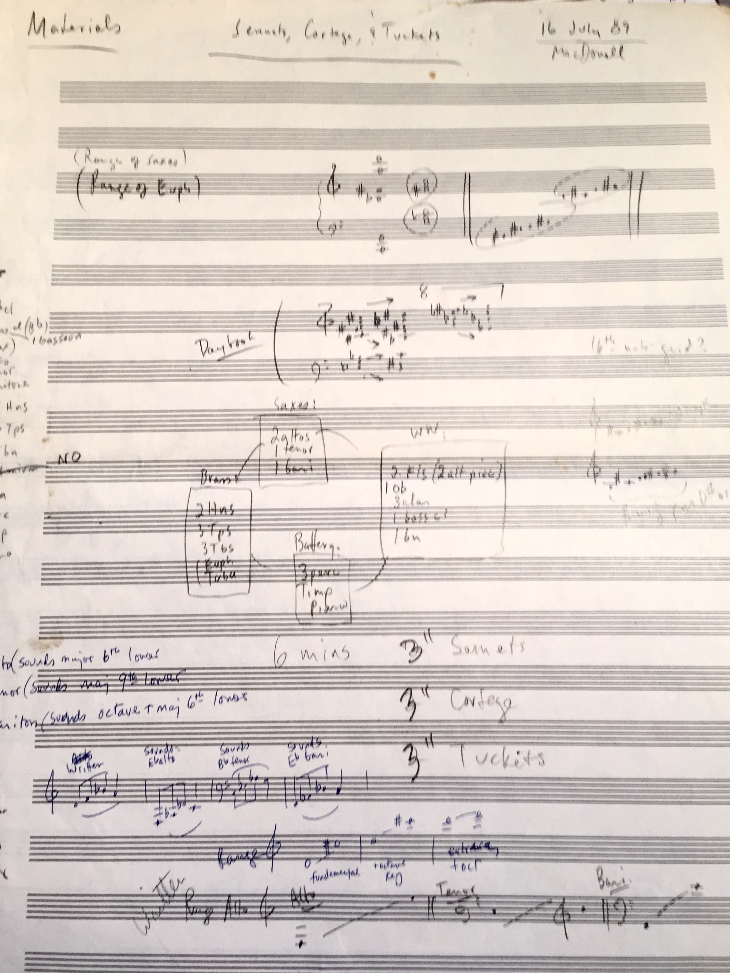 A page from the original sketches for the work.