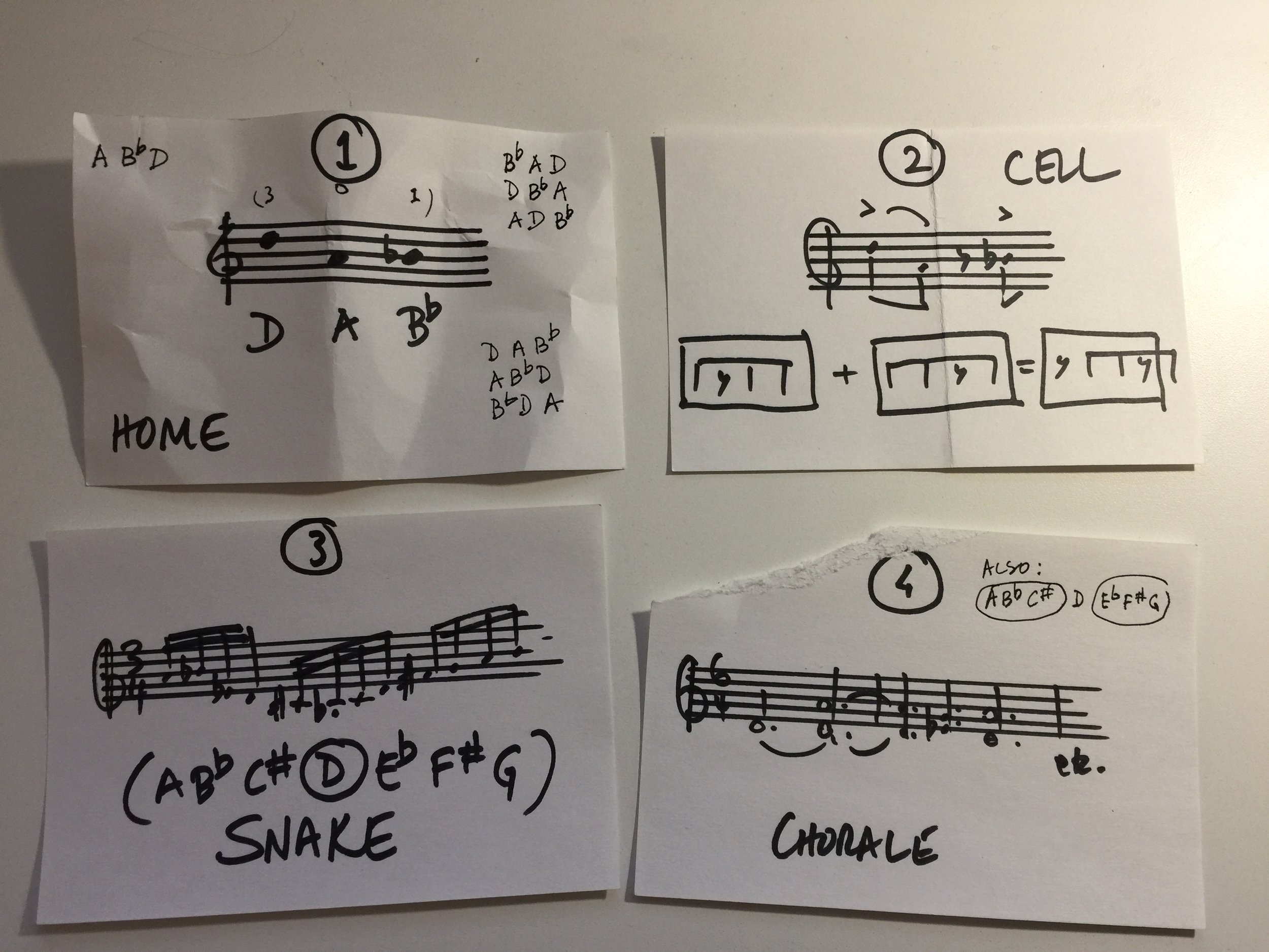 The four notecards.