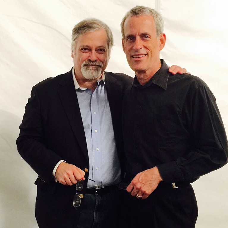 Daron Hagen and Peter Marshall in 2015, following Marshall's premiere of "Chaplin's Tramp," for chamber ensemble and piano, Hagen's Piano Concerto No. 2.