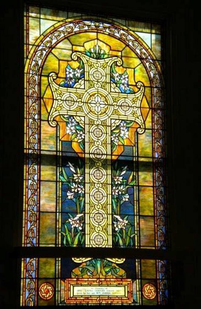 A window in the First Congregational Church of Blue Hill.