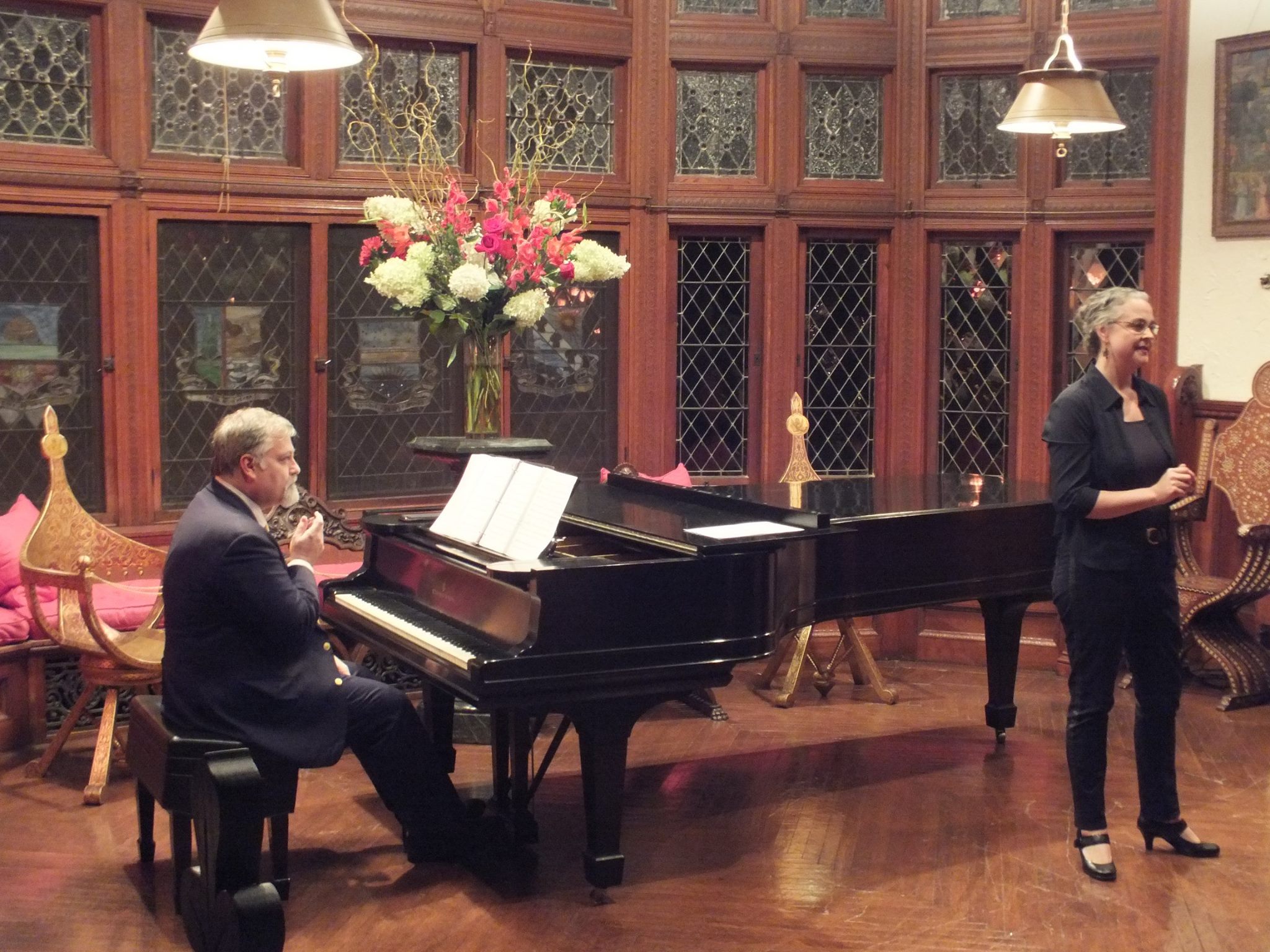 Performing with Gilda Lyons in the Music Room during the Annual Meeting. Aaron Copland premiered his Piano Variations on this exquisite instrument. (Photo credit: Angellos Ioannis Malefakis)