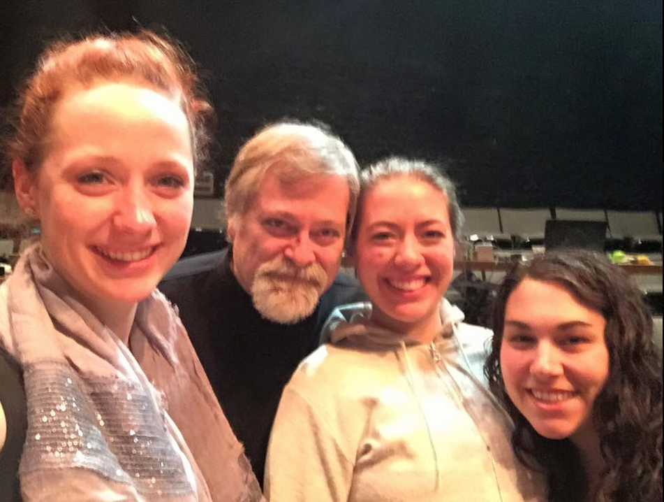Composer-Director Hagen with the stage manager, lighting designer, and sound designer of A Woman in Morocco during production in Kentucky. (Photo credit: Barbara Grecki)