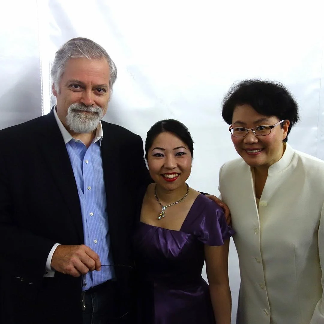 With koto soloist Yoko Reikano Kimura and conductor Ann-Mei Chen after their performance of my Concerto at the Wintergreen Music Festival the other day. — with Yoko Reikano Kimura and Mei-Ann Chen in Wintergreen, Virginia .
