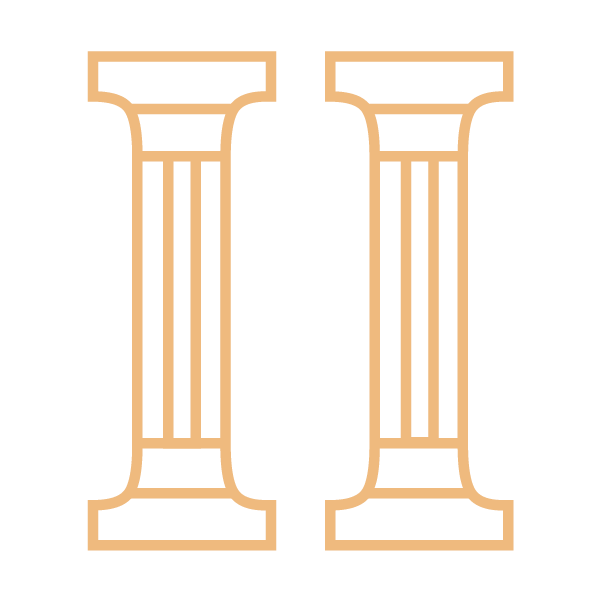 Pair of stylized classical columns with rectangular capitals and bases on a black background