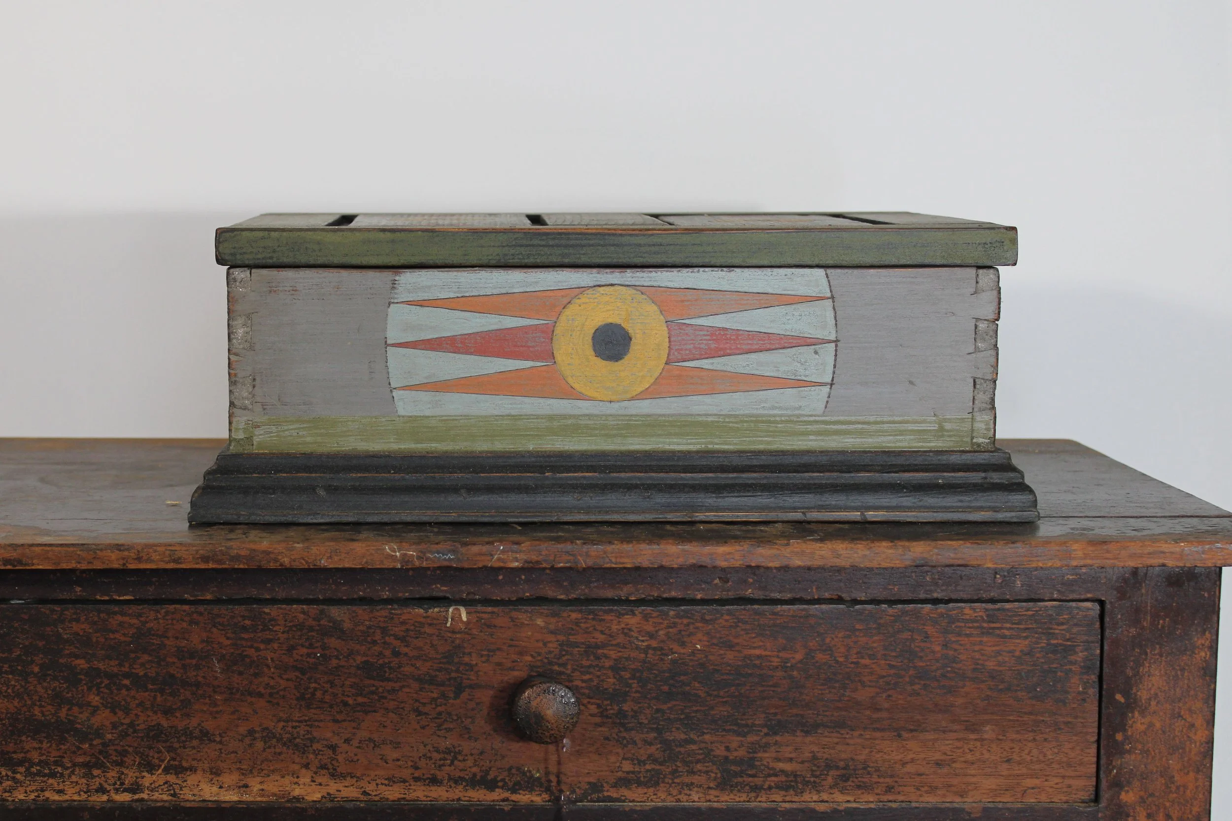 0016 Geometric Painted Hinge Top Box XX"xXX"xXX"