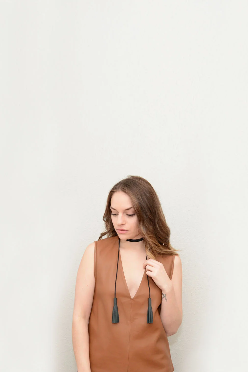 double tassel choker worn