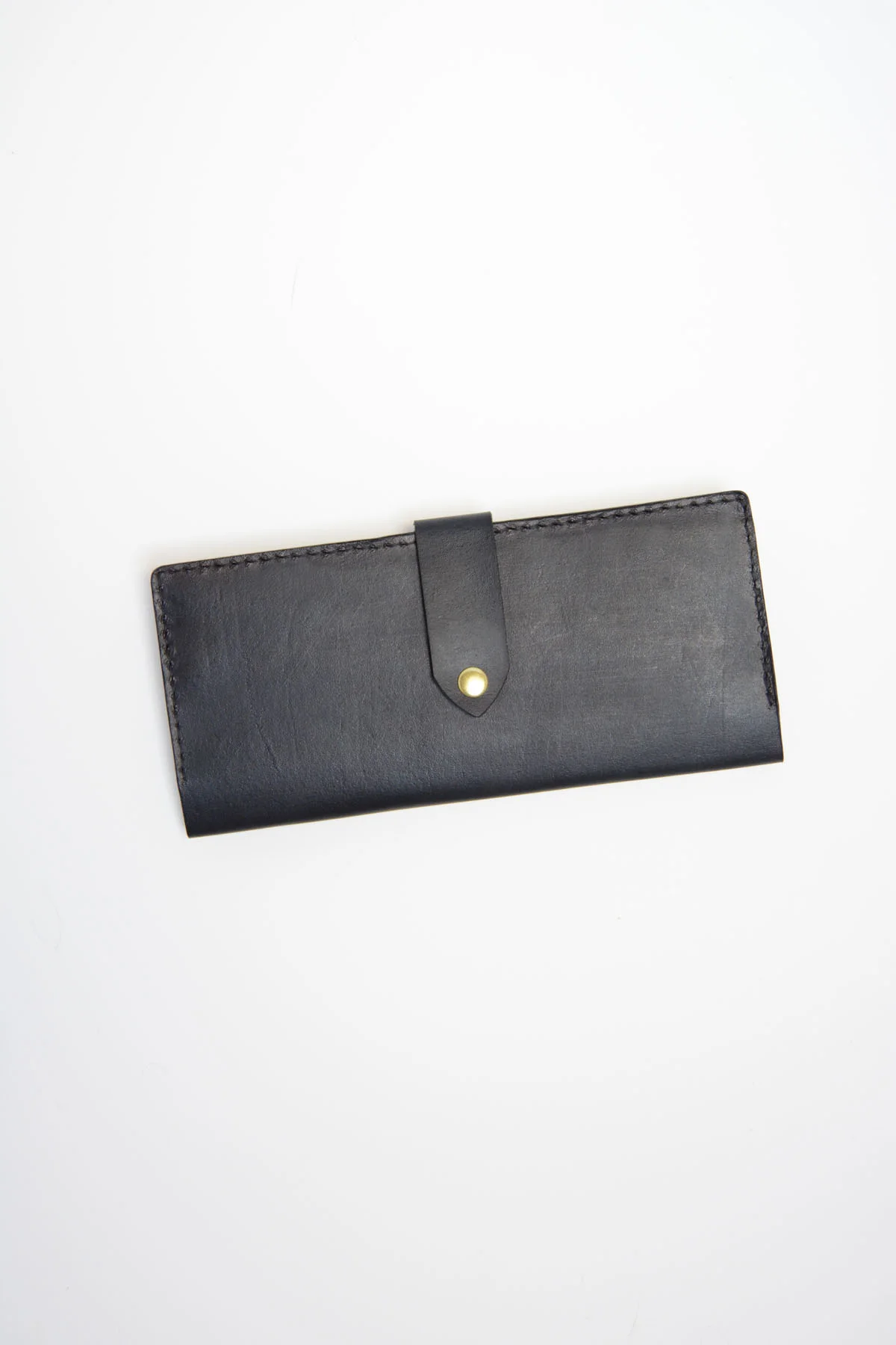 black leather long wallet
