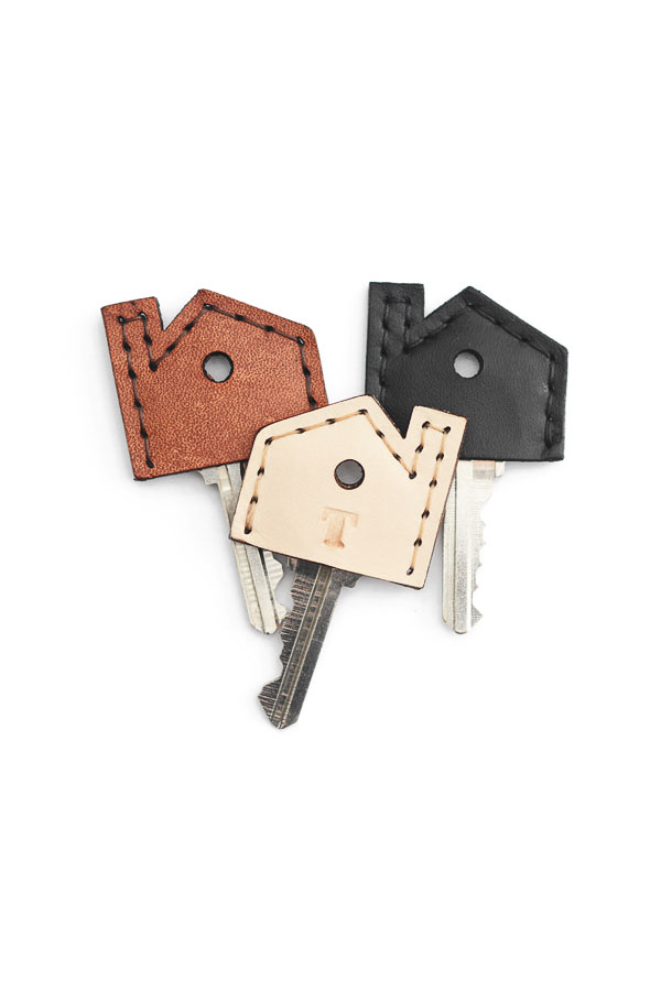 leather house key toppers- stamp sample