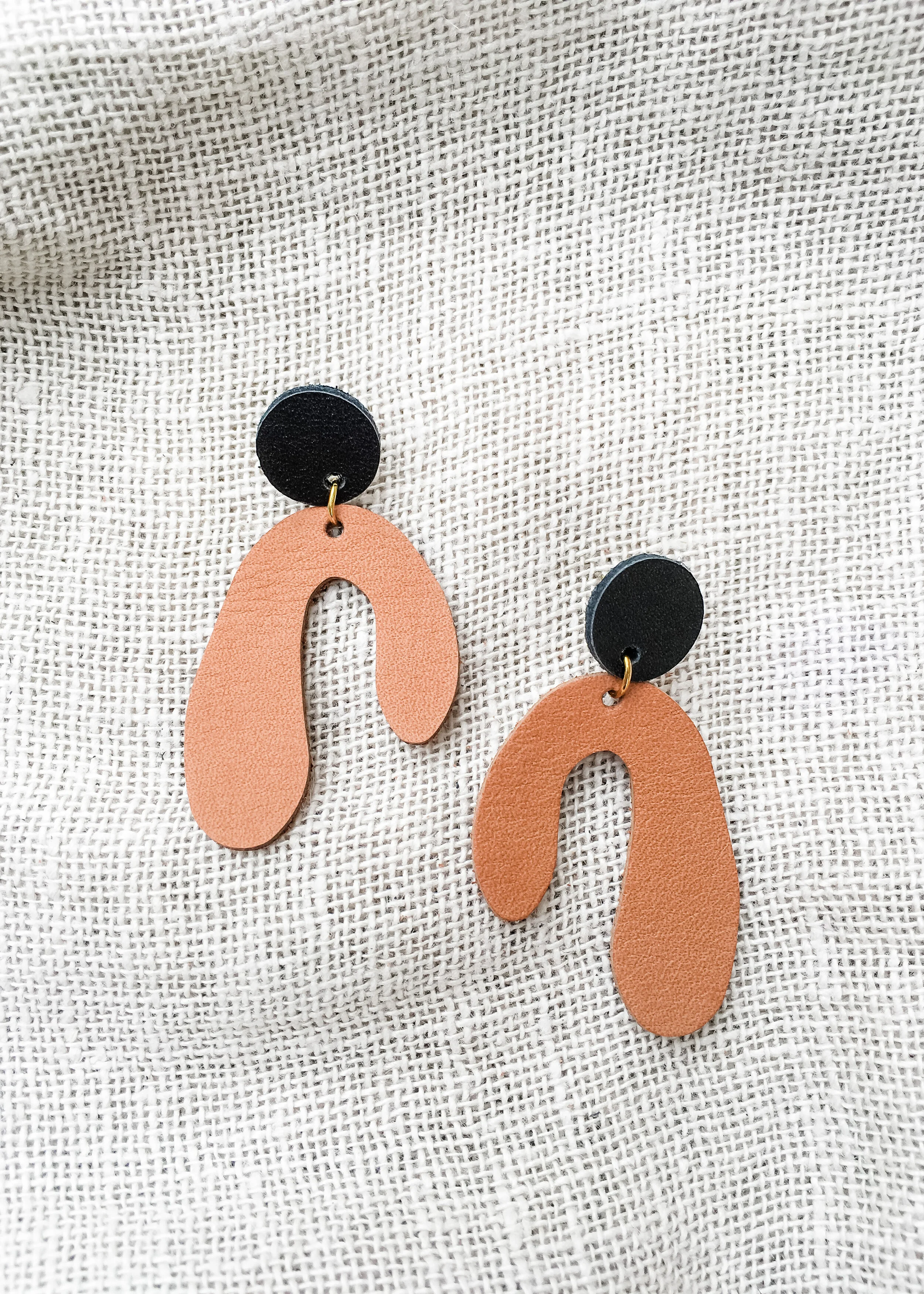 abstract drop earrings black tan
