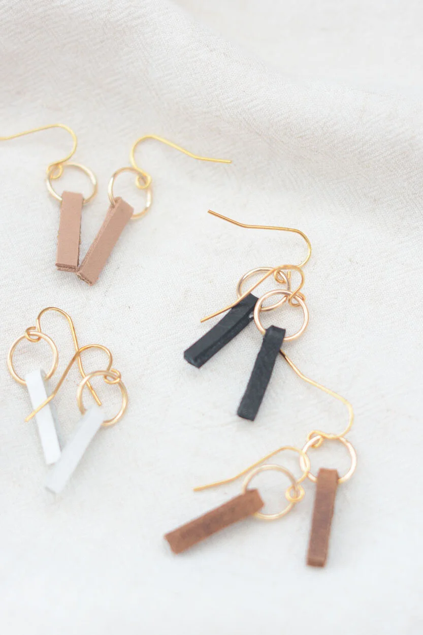 Circle Drop Earrings — Dichotomie Studio Leather Goods