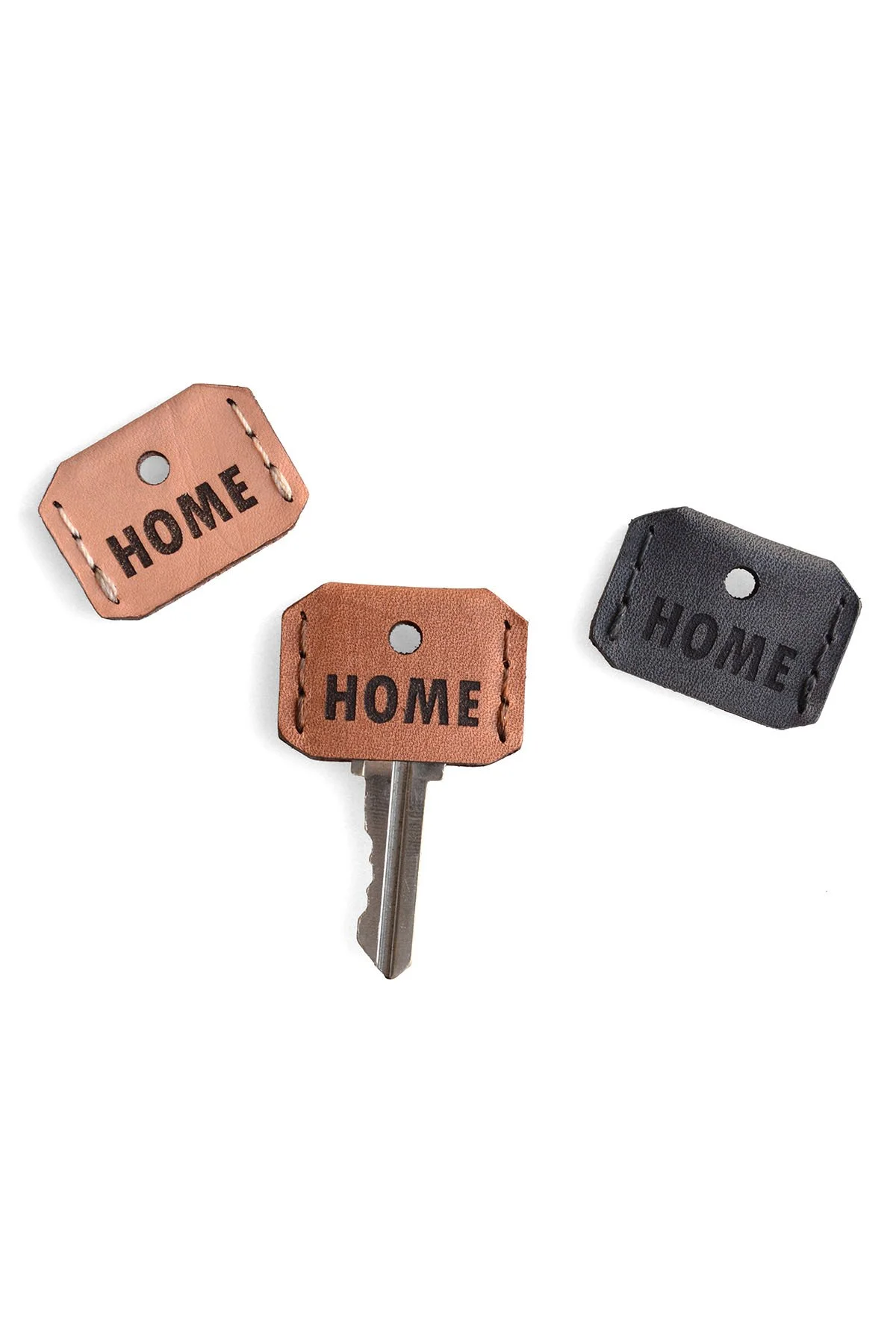Etched Leather HOME Key Topper