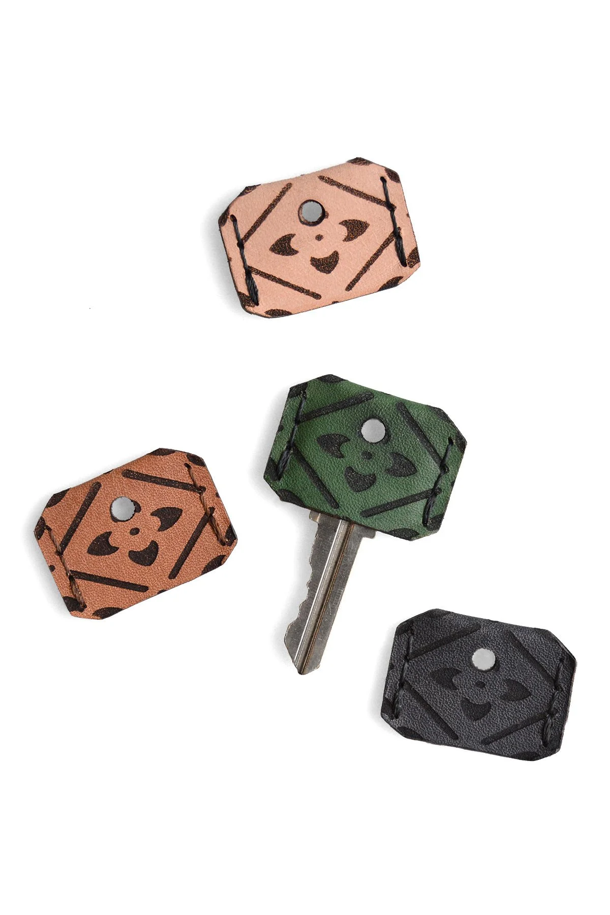 Etched Leather Spanish Tile Pattern Key Topper