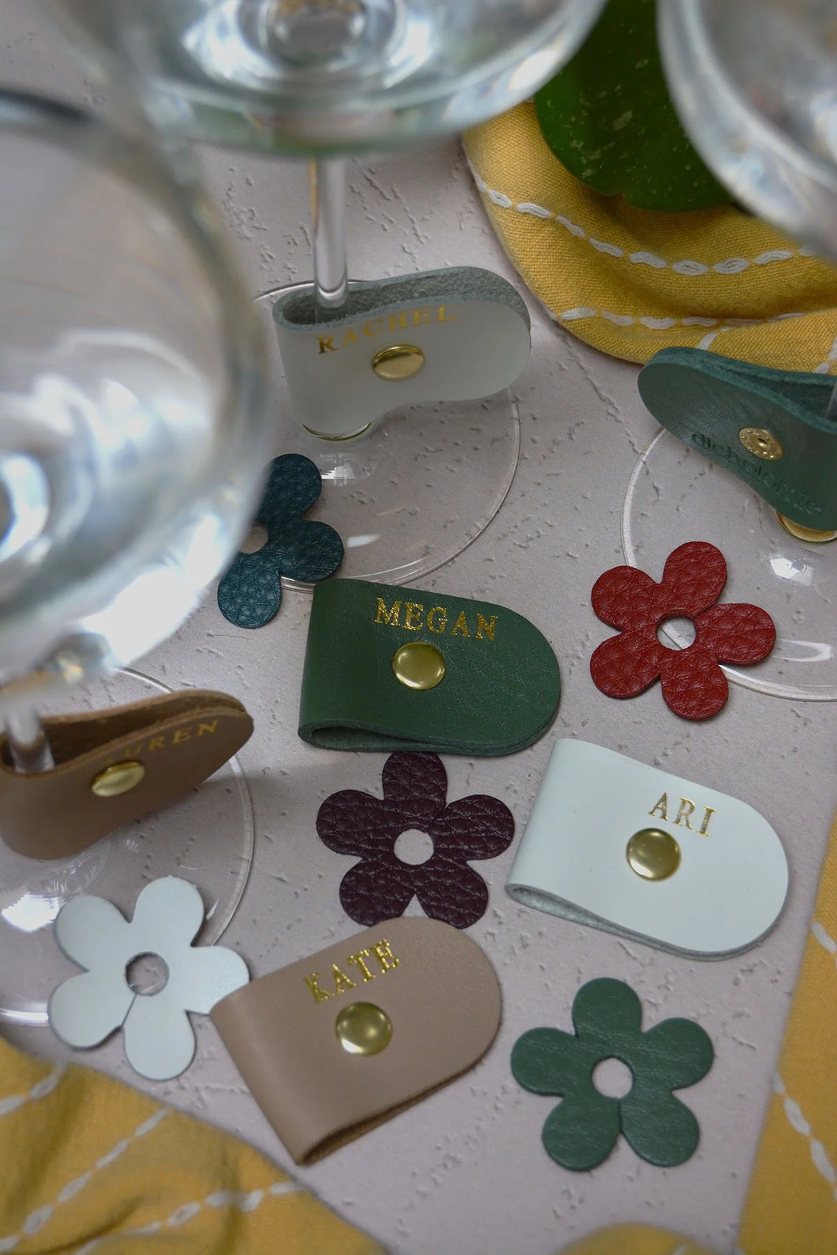 Personalized Leather Wine Charms