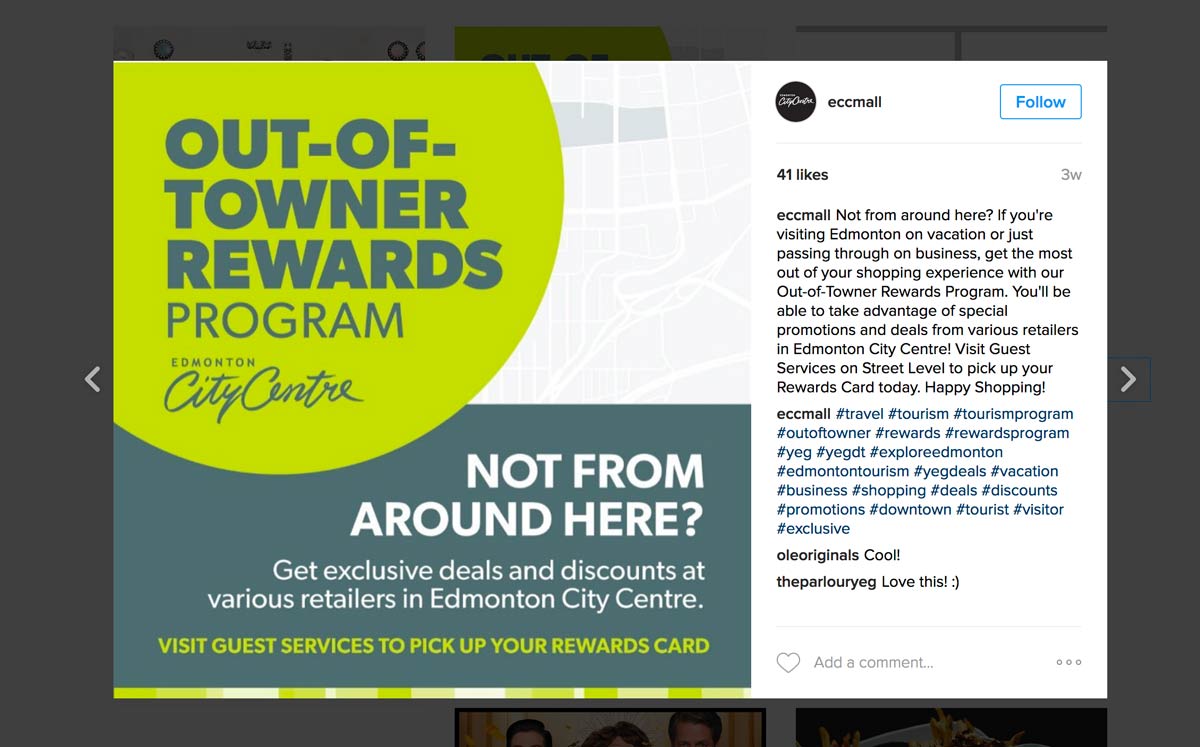 Edmonton City Centre Out-of-Towner Rewards Program