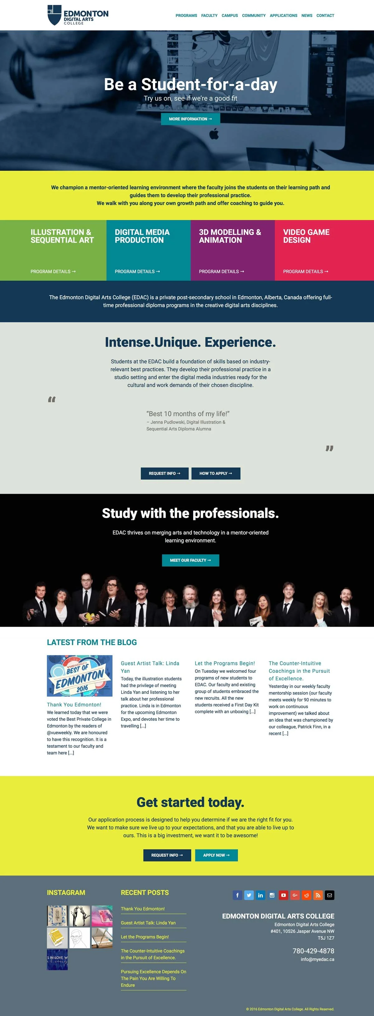Edmonton Digital Arts College Website