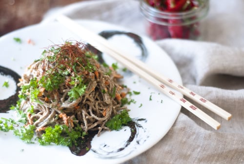 Spicy Creamy Soba Noodles with Cashew butter sauce