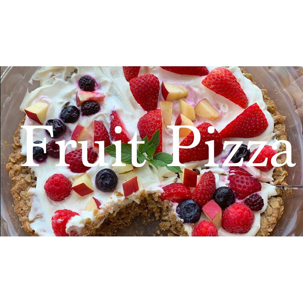 My wild 7year old son requested that we make the Fruit Pizza from Super Snacks for Super Kids. The pizza crust is made of oats and whole-wheat flour, the filing is made of cream cheese and yogurt and just add lots of your favorite fruit on top! We ad