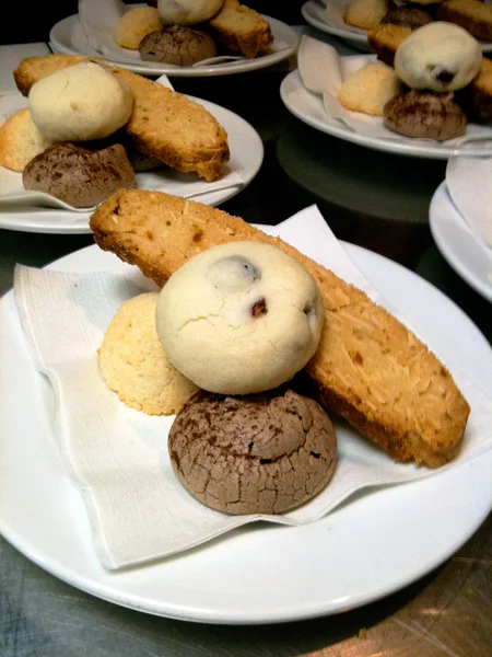 Cranberry Shortbread, Cocoa Meringue, Coconut Macaroon and Biscotti
