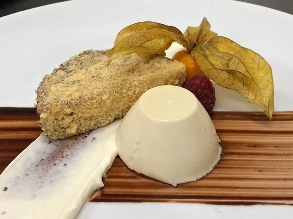 Marsala Panna Cotta, Dark Chocolate Torte, Mascarpone Cream & Mocha Sauce