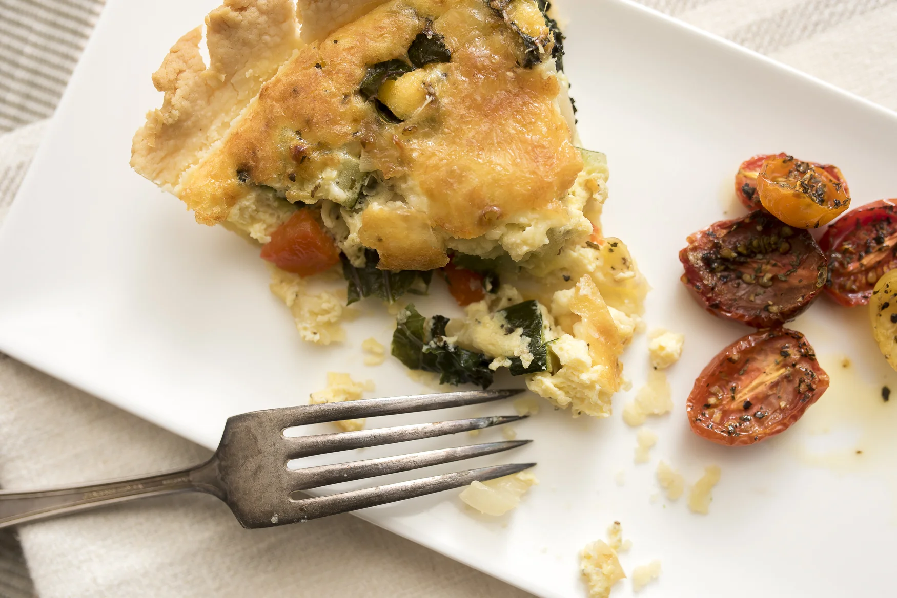 Roasted Vegetable &amp; Three Cheese Quiche