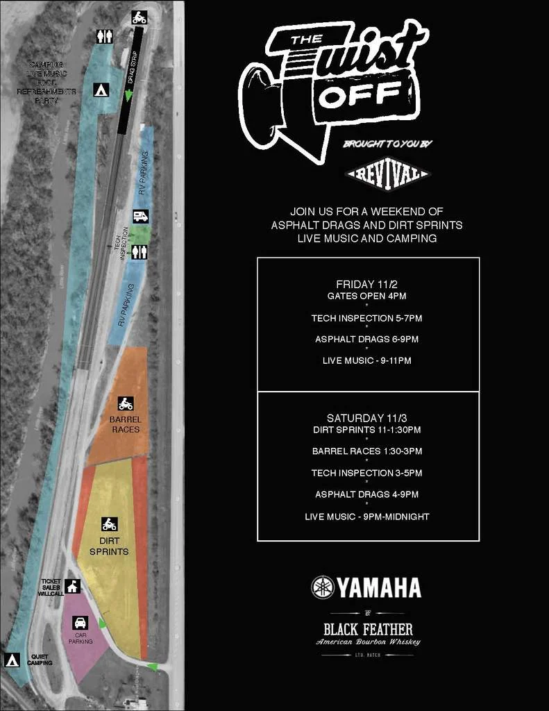 We are headed to The Twist Off in Austin, Texas, with the founder of The Litas, Jessica Haggett and Black Feather Whiskey for some drag racing, music, drinks, and one hell of a good time. The Twist off is put on annually by Revival Cycles, and sponsored by Black Feather, who also sponsors The Litas campout, the Blacktop Ramble. This will be a wild weekend of shenanigans and we hope Litas from all surrounding areas will come, and bring their families. Hope to see you there! #TheTwistOff