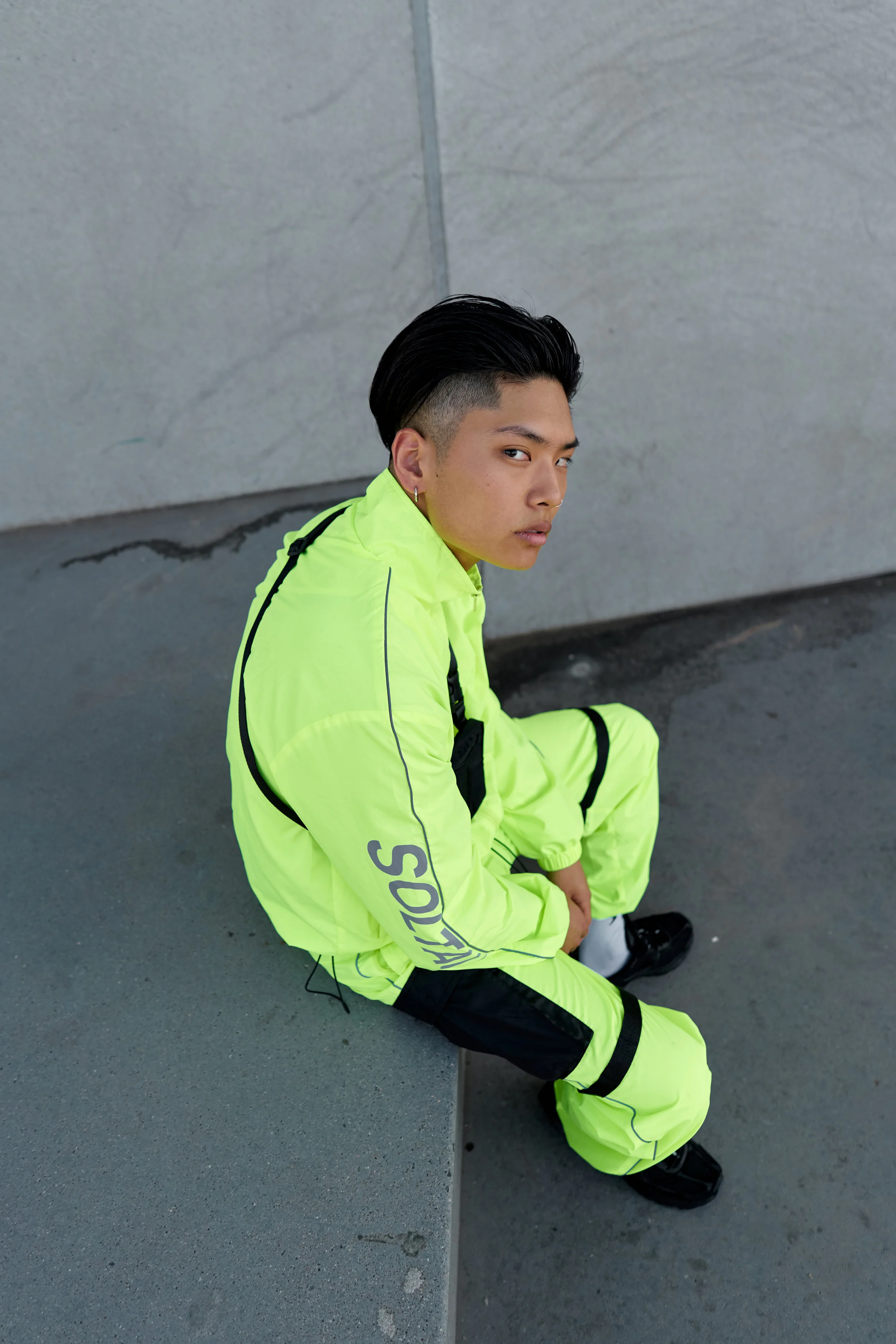 neon green track jacket