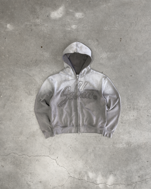 Gray Applique Zip Up Hoodie — Soltau