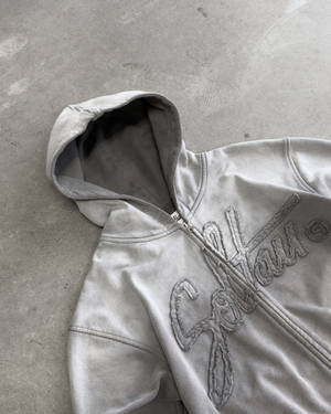 Gray Applique Zip Up Hoodie — Soltau
