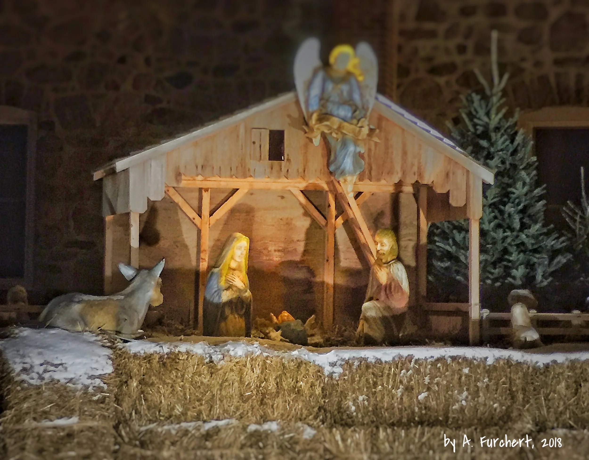 Little Jesus in an outside stable at arctic temperatures in MN. Bring him a blanket! Or even better, bring him inside. Cradle God incarnate in your heart.