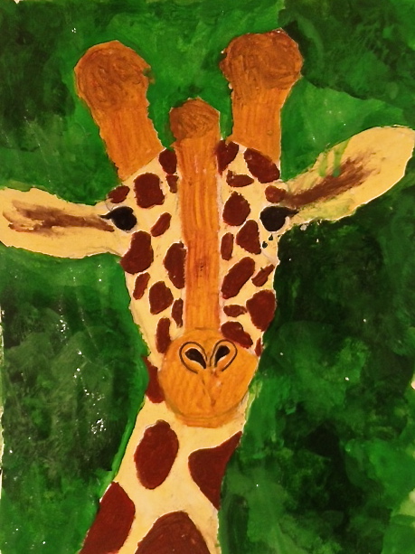Image of a painting of a giraffe.