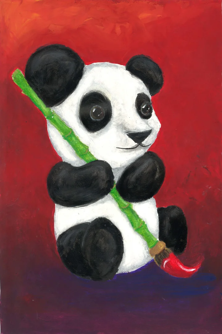 Image of a painting of a panda bear.