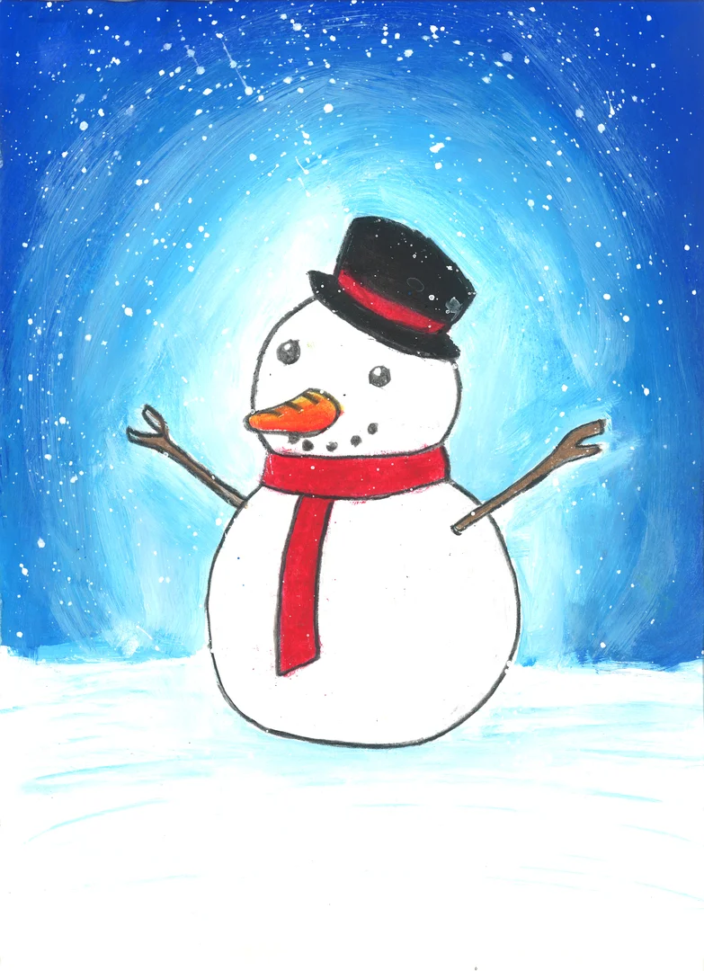 Image of a painting of a snowman.