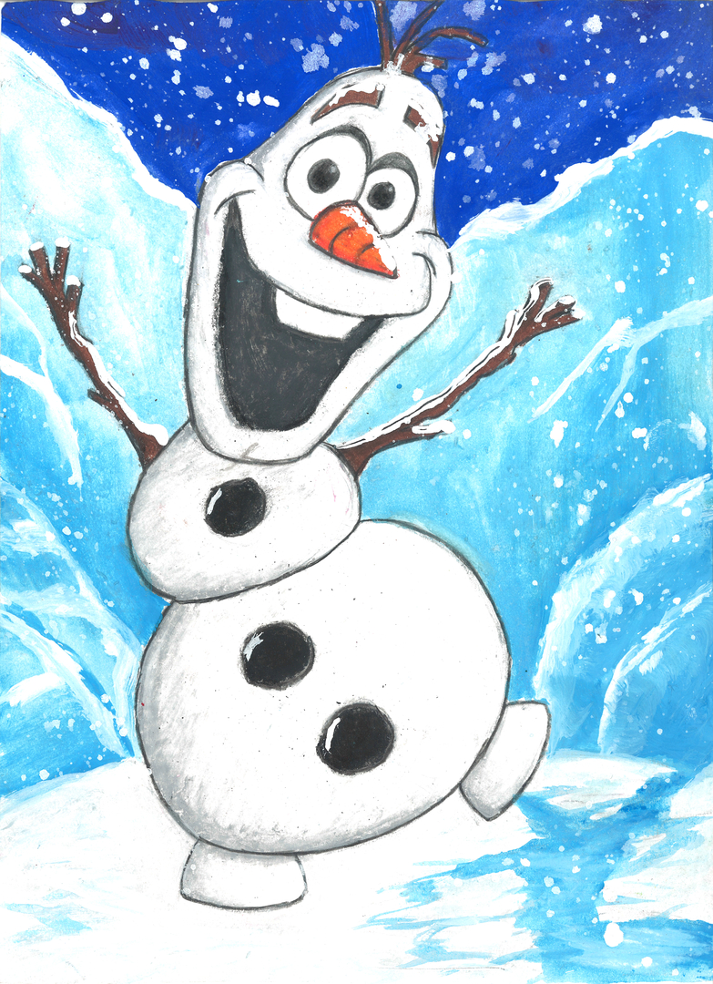 Image of a painting of a snowman.