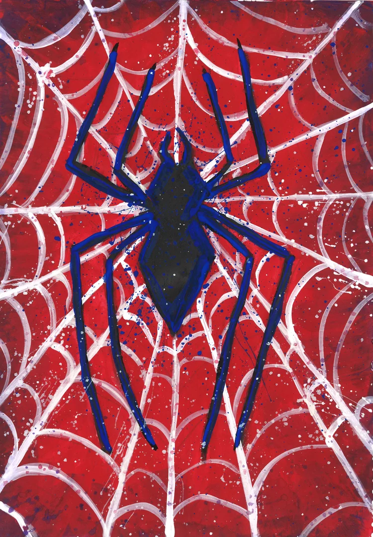 Image of painting of superhero logo.