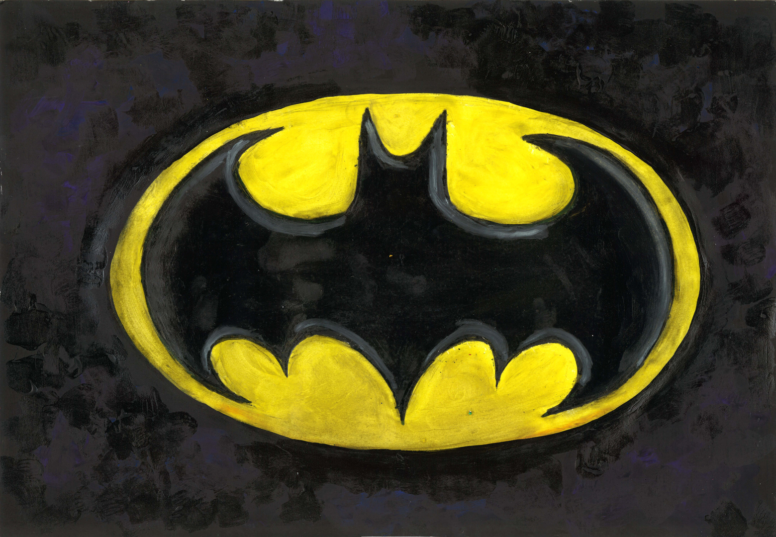 Image of painting of superhero logo.