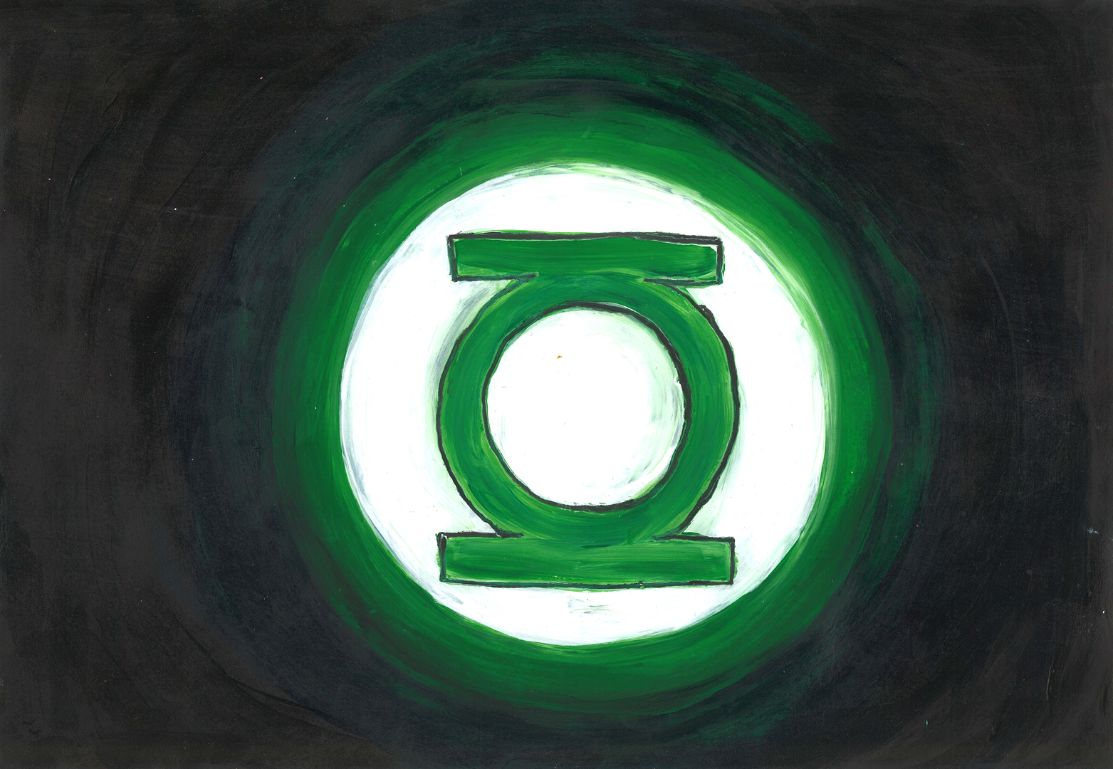Image of painting of superhero logo.