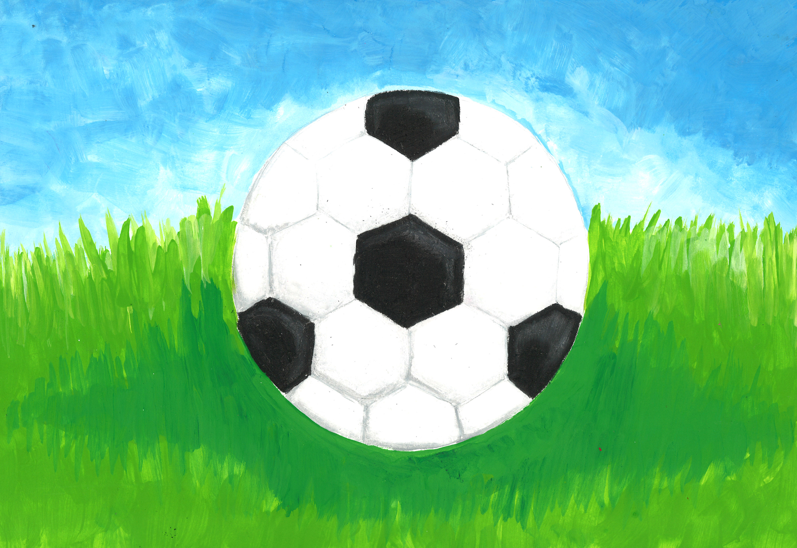 Image of a painting of a soccer ball.
