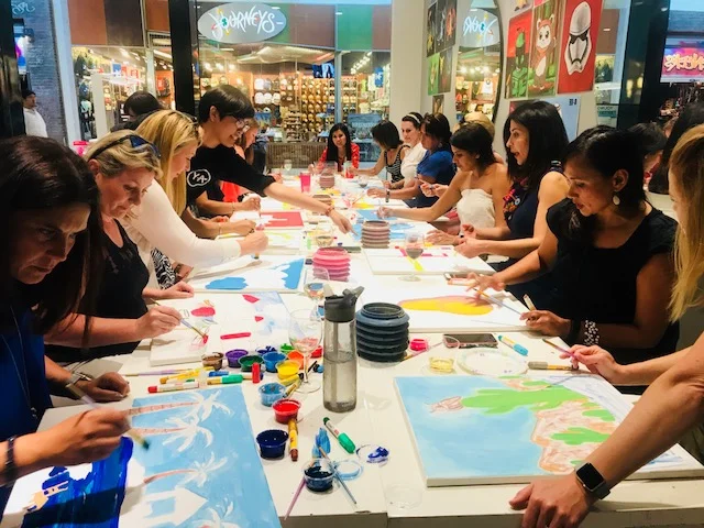 Image of a group of women painting.