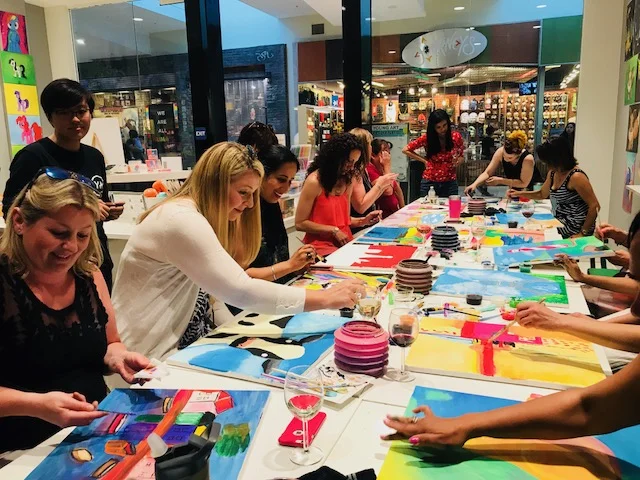 Image of a group of women painting.
