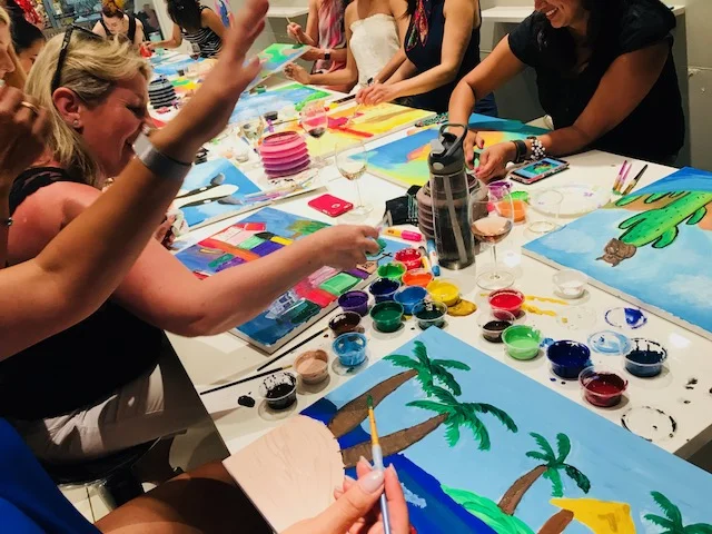 Image of group of women painting.