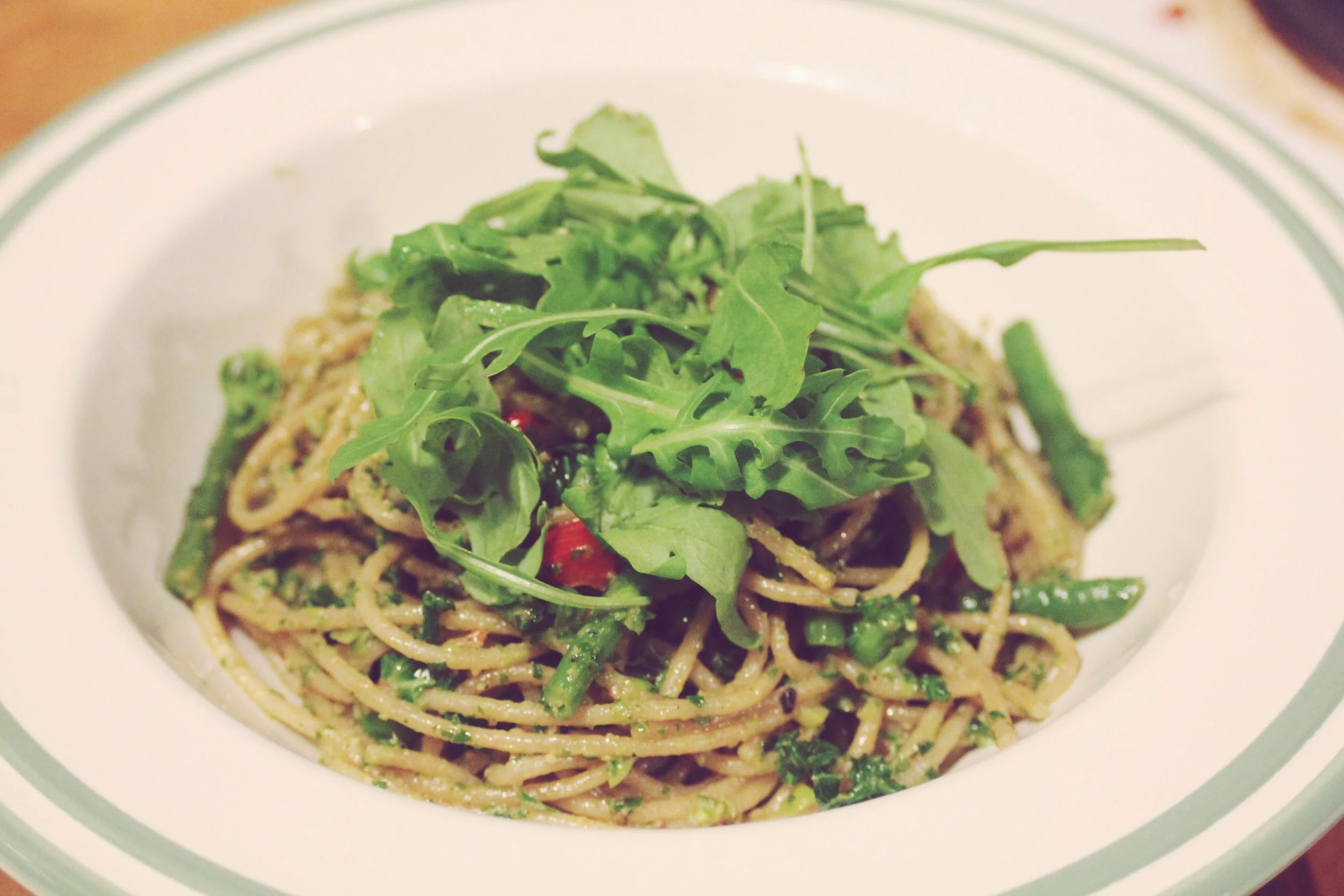 Kale & Pea Pesto Pasta