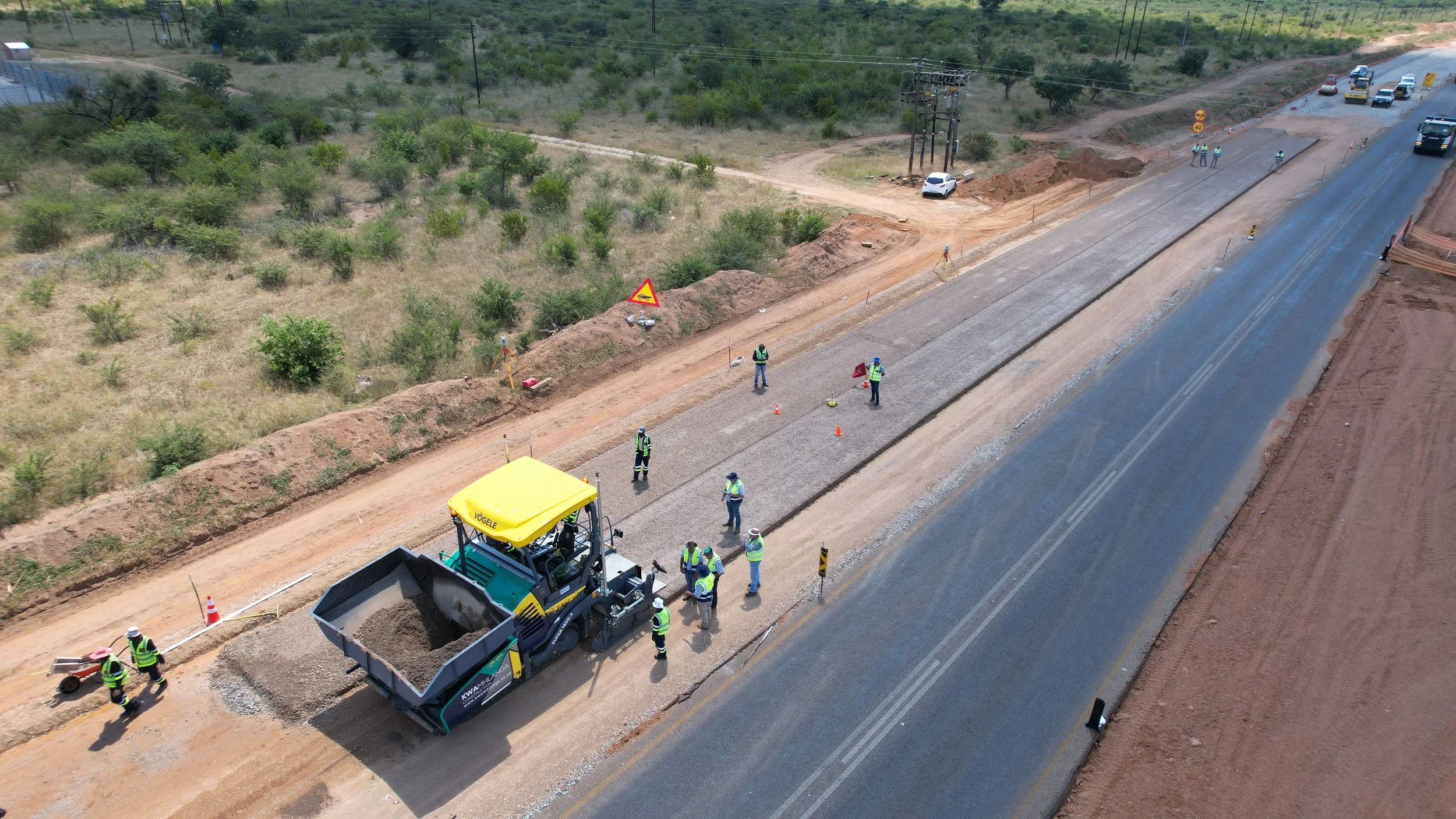 Road construction and asphalt paving in progress