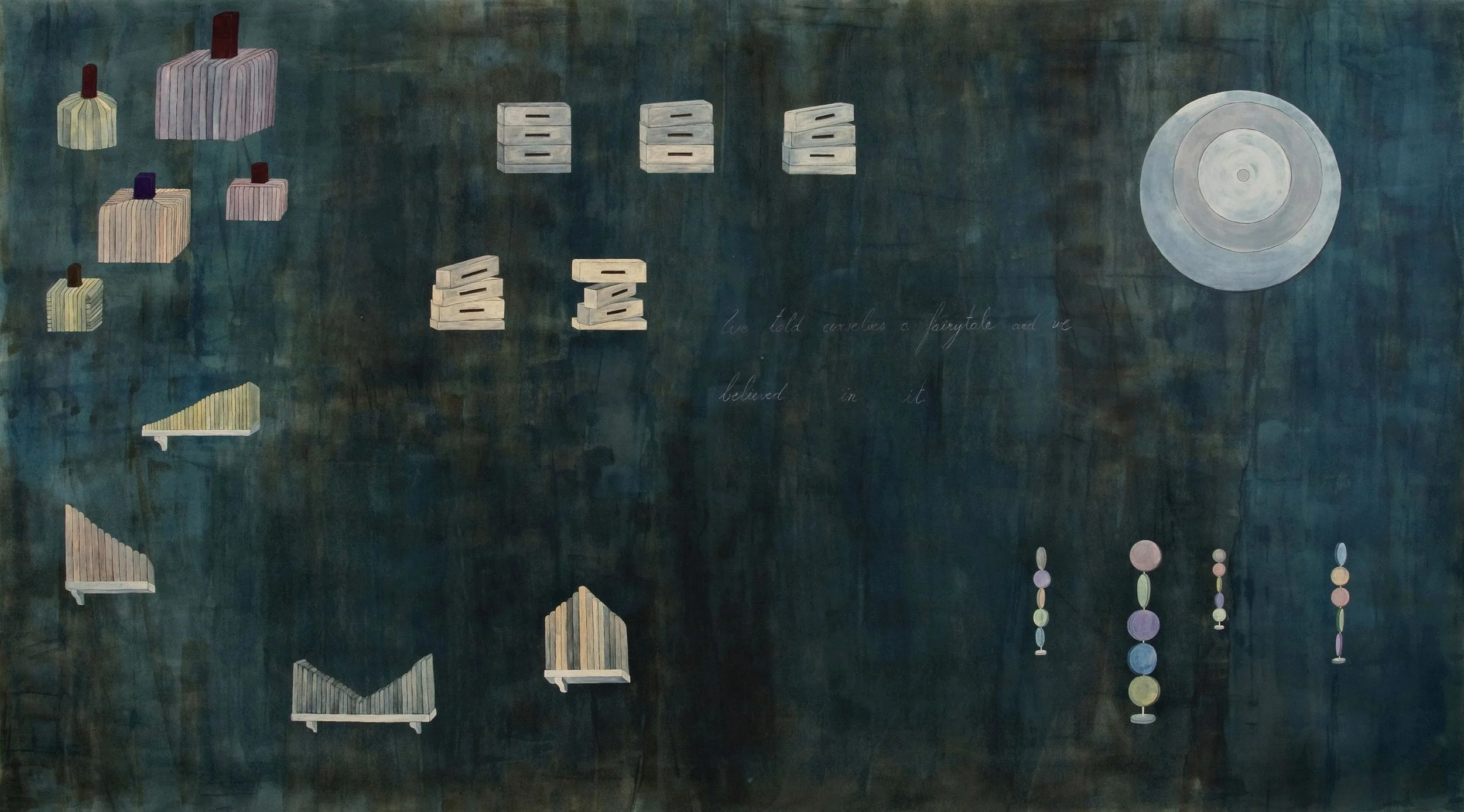   We Told Ourselves a Fairytale and We Believed in it , 2008  Watercolor on paper, 270 x 150 cm  