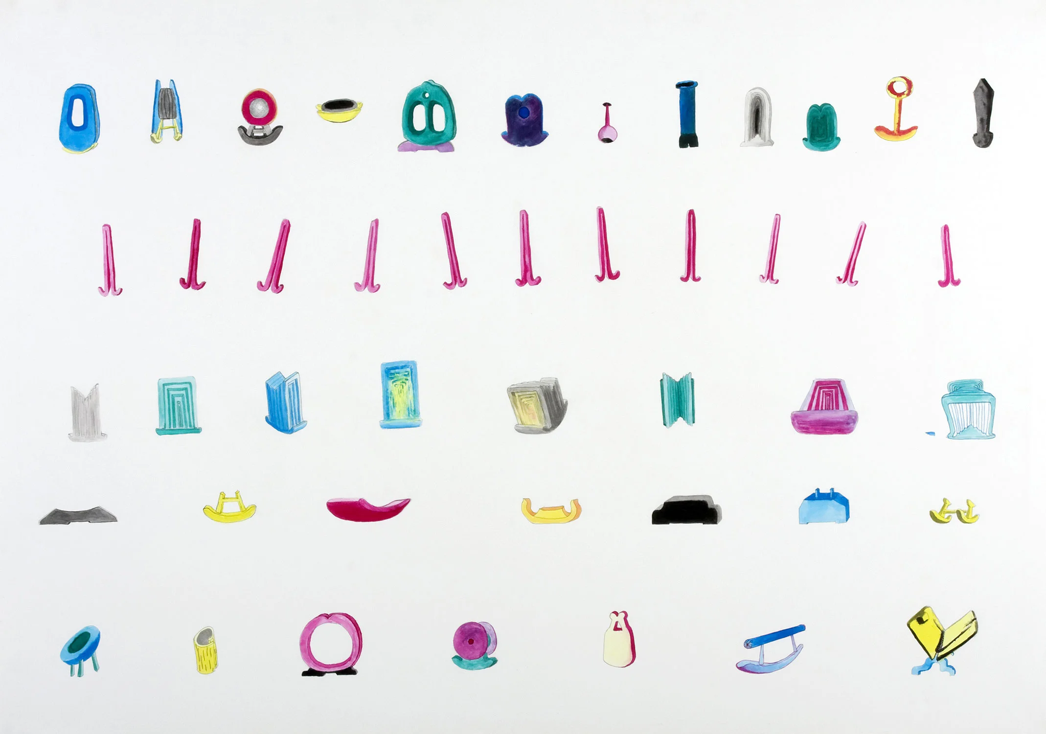   AM.  (AM. PM. Supermarket), 2006  Watercolor on paper, 200 x 70 cm  