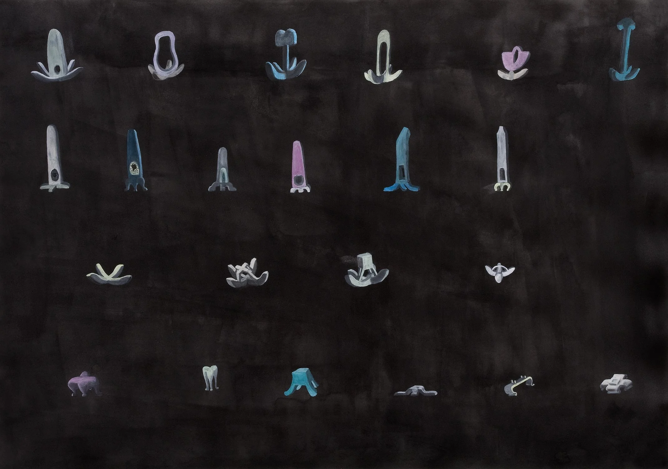   PM.  (AM. PM. Supermarket), 2006  Watercolor on paper, 200 x 70 cm  
