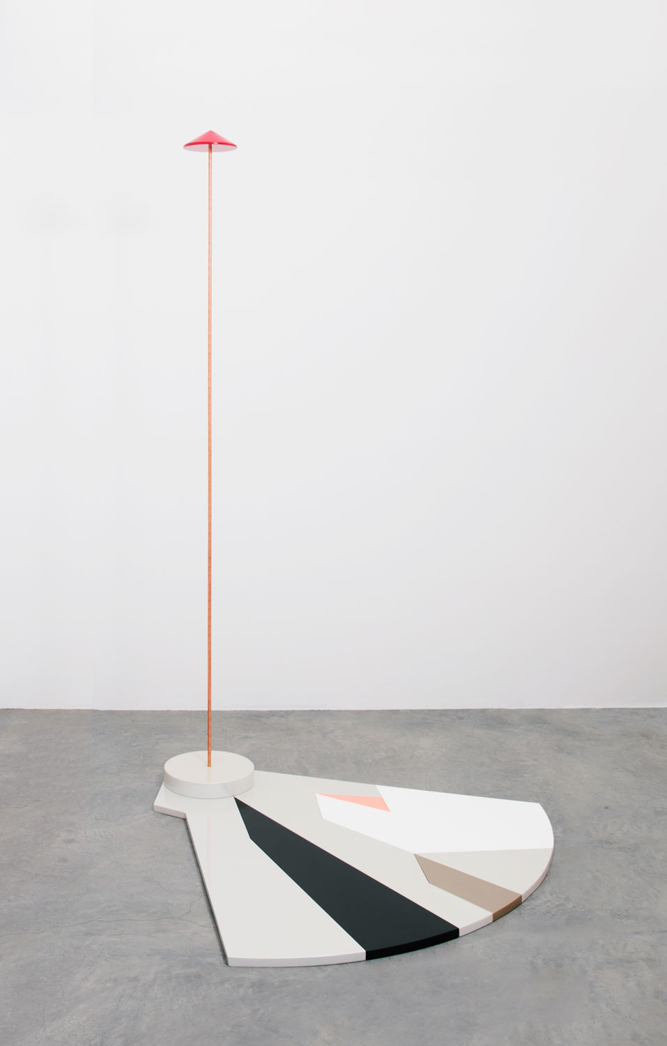   White Collar , 2016 Coppered steel rod and painted MDF 97.5 x 61 x 61 inch 