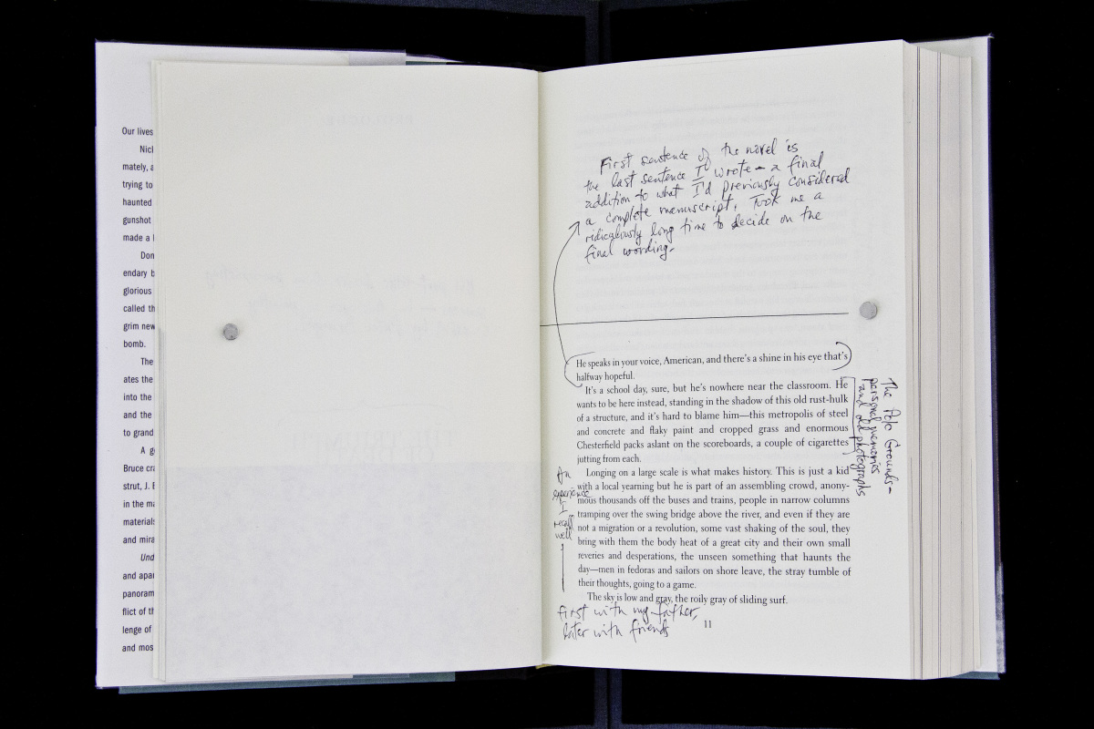“My editor was waiting for the manuscript … and I kept telling her that I was working on a new first sentence. I kept writing it and rewriting it and there must be a record of this somewhere in the archive—but would these pages be located in box number one or in the last box?”