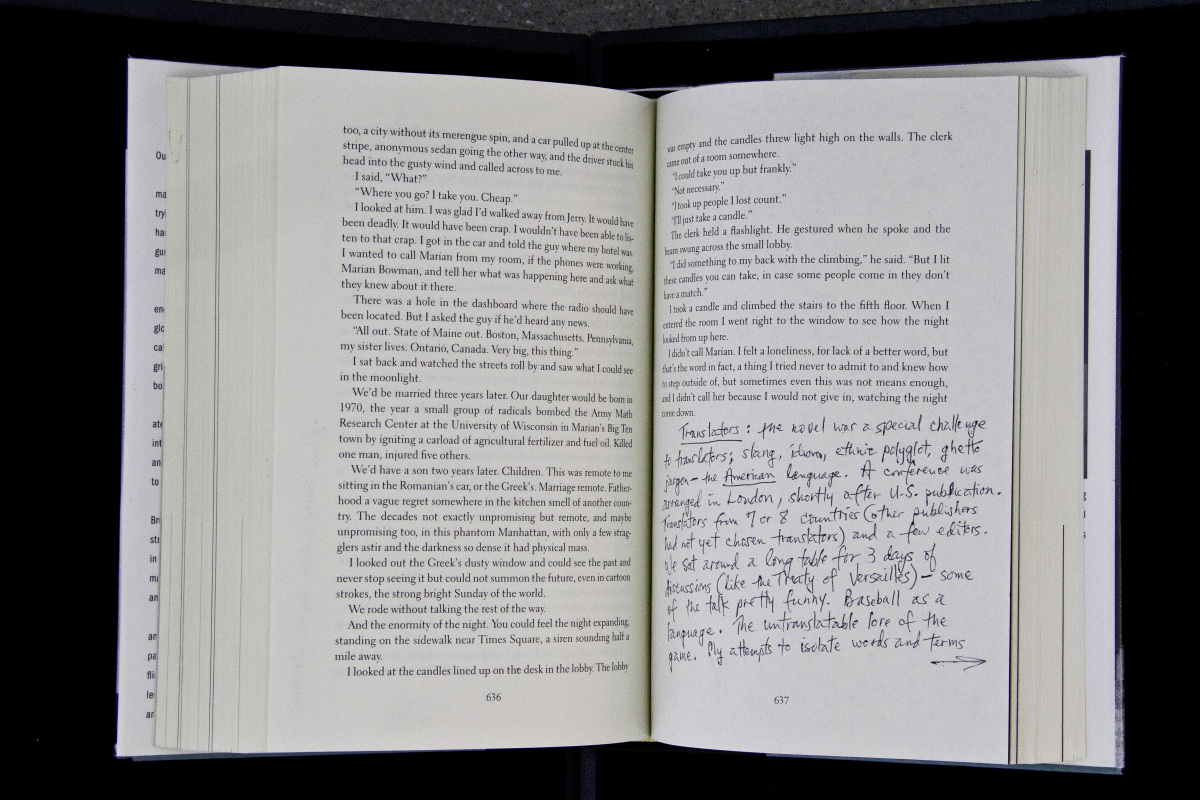 “When I exchange messages with translators, it almost always occurs to me that the pleasure I take in working certain words and phrases toward a rhythm, a pattern, even a visual design—this effect is lost in translation. But the contact with the men and women themselves, in conversation or in print, leaves me always with a certain satisfaction, a sense that we’ve made a worthwhile effort to gain a common end.”